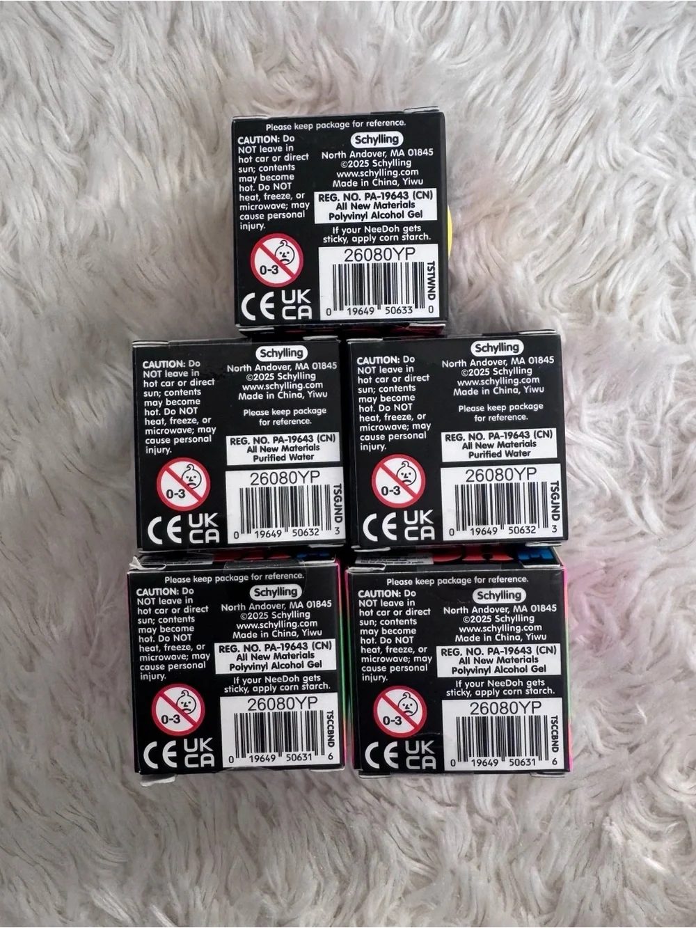 BNIB Schylling NeeDoh Teenies Bundle of 5 - Twirl, Groovy Jewel, Cool Cube